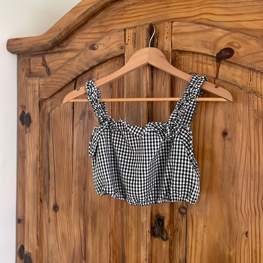 Linen Gingham Bandeau Tank